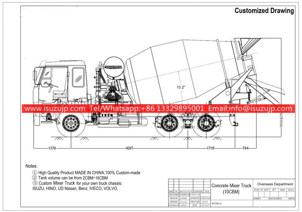 ISUZU Cement mixer truck Customized drawings