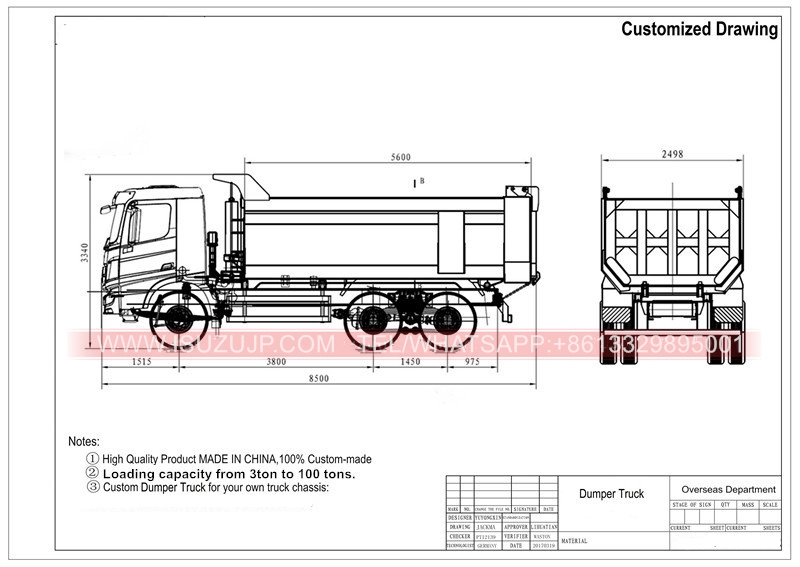 ISUZU sand tipping truck Customized drawing