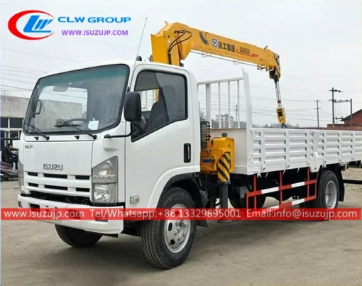 ISUZU 6 toneladang tipper na trak na may crane