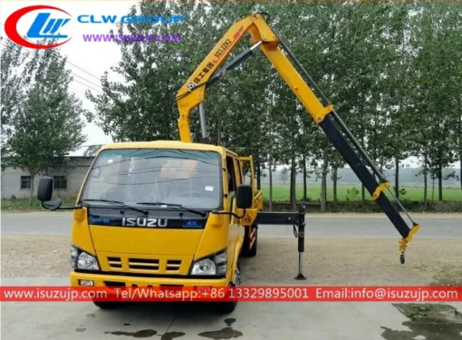 ဆောက်လုပ်ရေးအတွက် ISUZU Double row seat 3t mini folding hydraulic crane