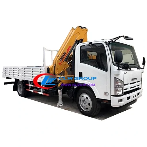 ISUZU ELF 5000kg truk knuckle crane dipasang untuk dijual