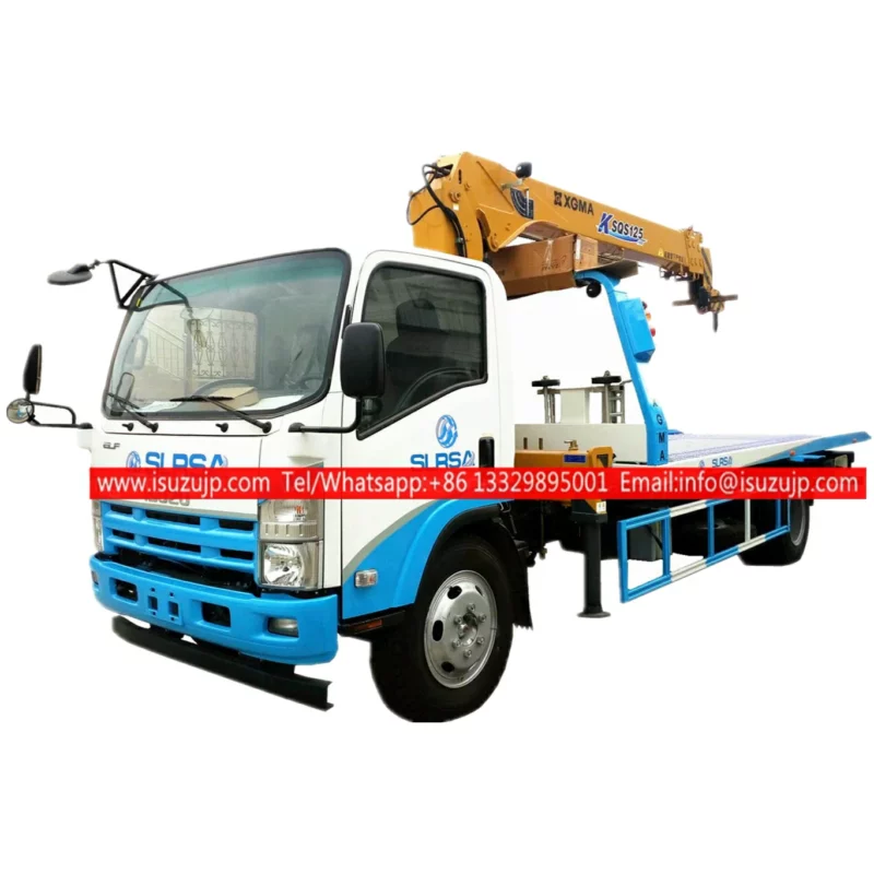 ISUZU ELF 5t tow truck with crane for sale
