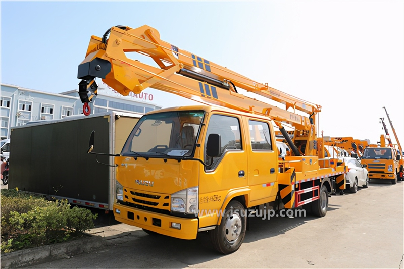 ISUZU ELF Double cabin 18m folding boom aerial platform truck