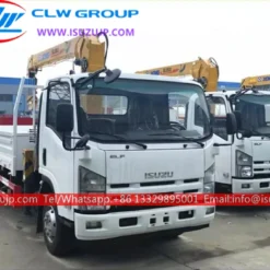 ISUZU ELF Double cabin 3000kg crane truck delivery