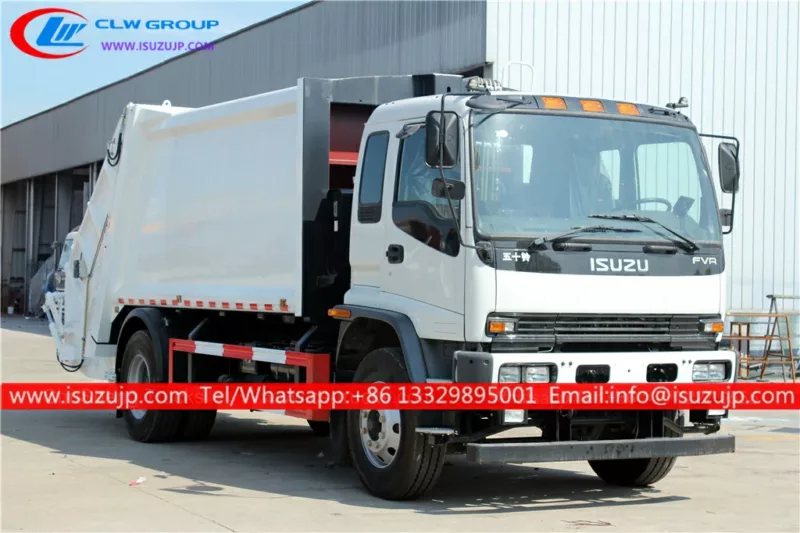 ISUZU FVR 15cbm white garbage compactor truck