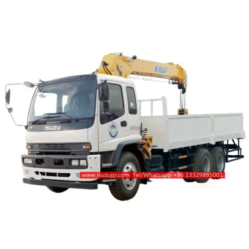 ISUZU FVZ 14 टन फ्लैटबेड ट्रक हाइड्रोलिक सीढ़ी के साथ क्रेन घुड़सवार;