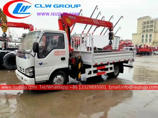 ISUZU NKR small 3 ton brick crane truck for sale