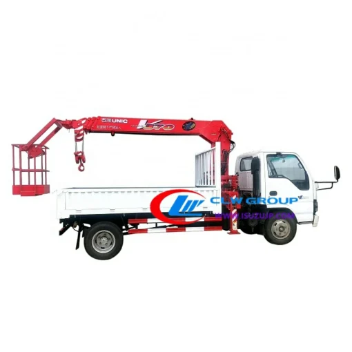 Japanese ISUZU unic telescopic truck crane na may basket ng tao