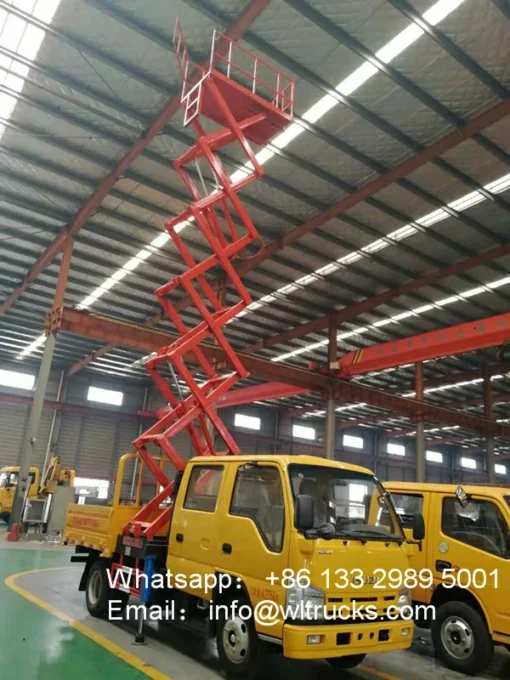 ISUZU 10 metri di piattaforma elevatrice a forbice montata su camion in vendita Malesia