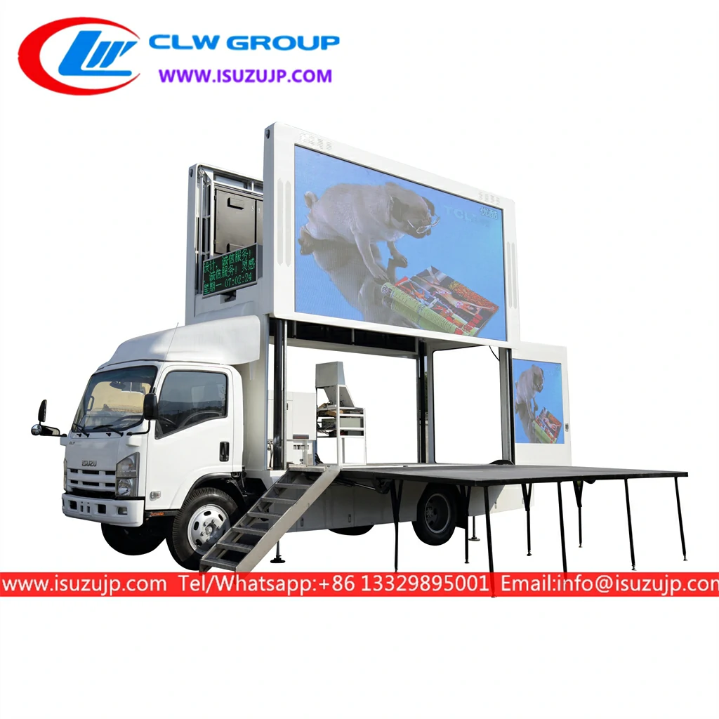 Japan Isuzu outdoor mobile Large duty led screen display box stage truck