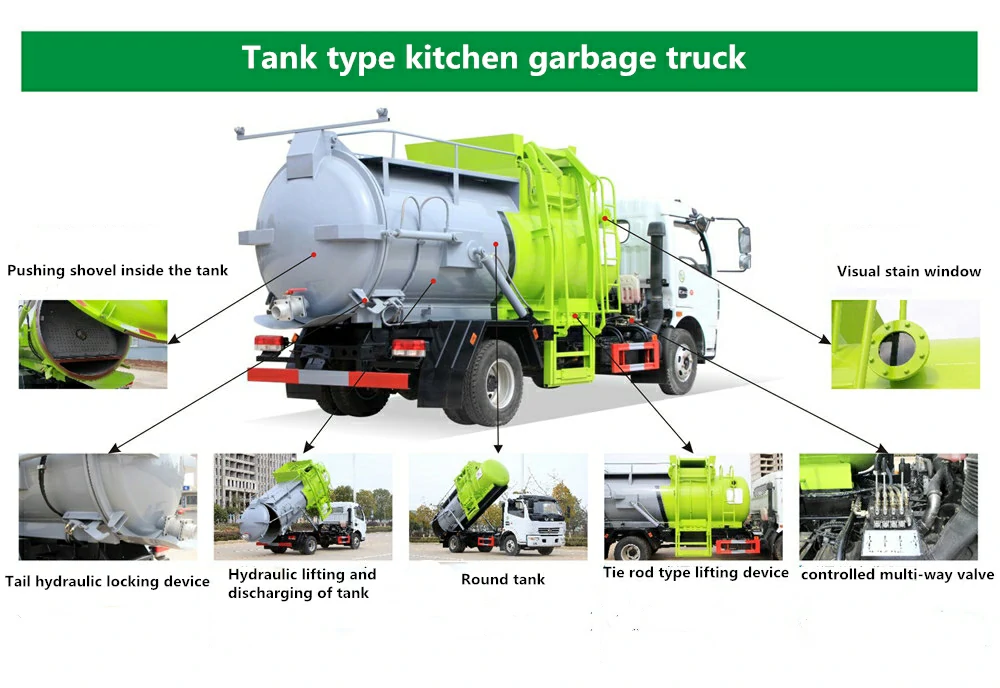 Round tank kitchen food garbage truck