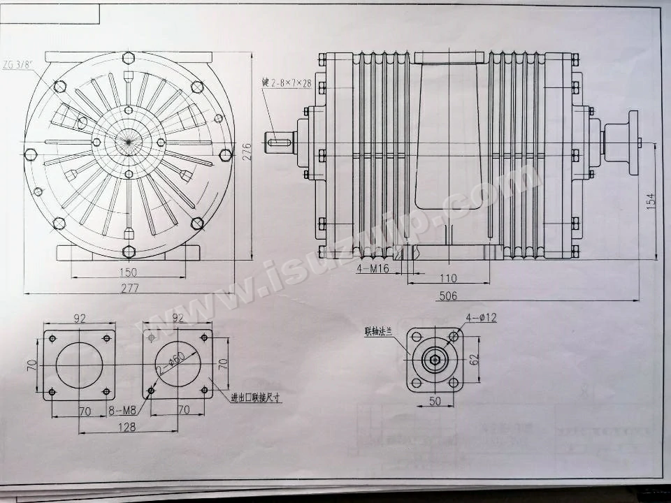 5T sewage truck Vacuum pumps Structural design drawings