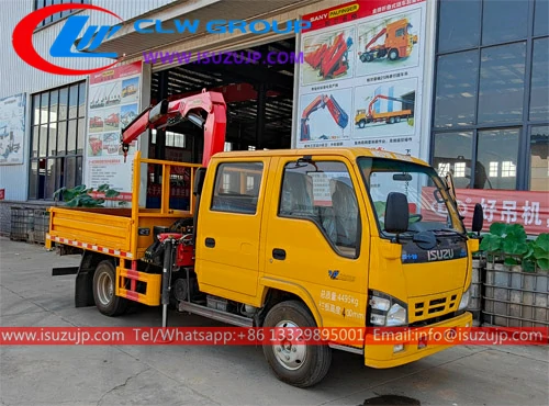Isuzu Double cabin 3t folding arm truck crane Laos