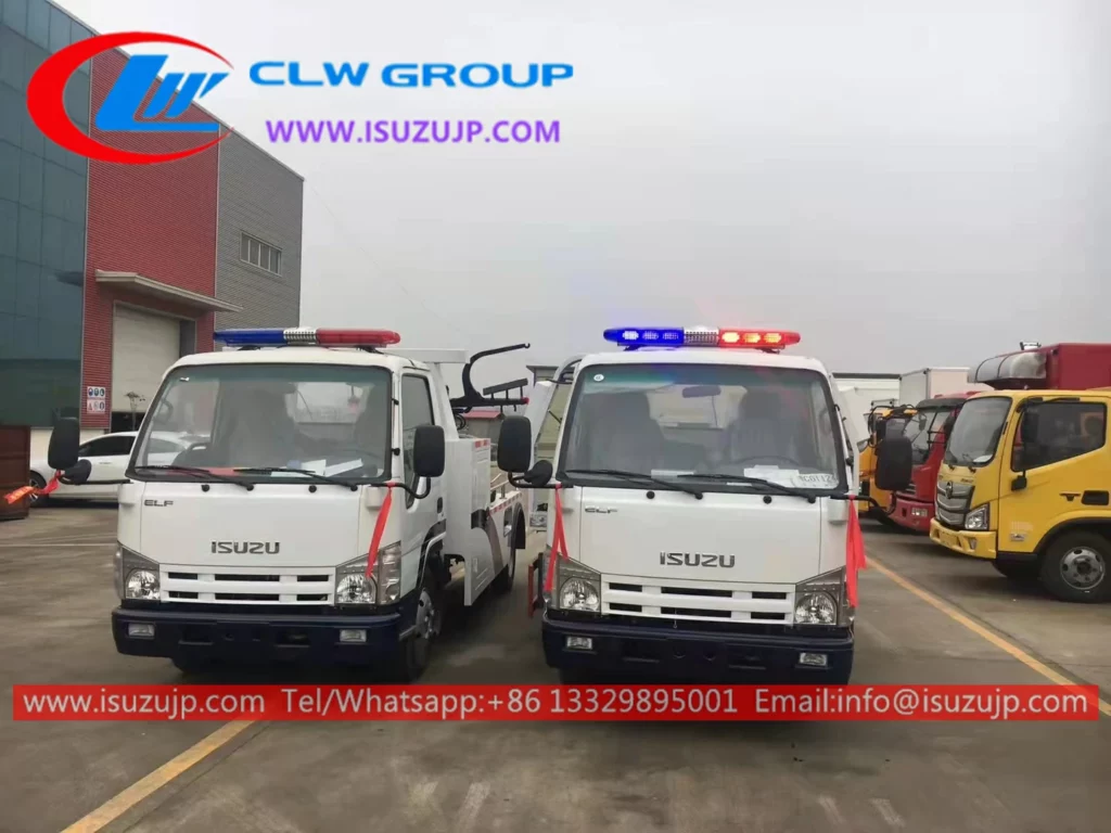 Isuzu elf 3 ton flatbed tow truck