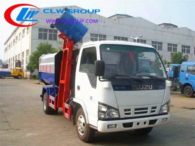 Isuzu side loader garbage truck