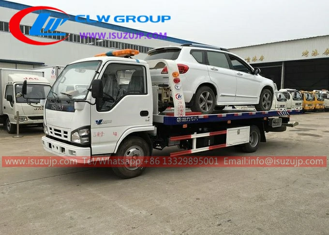 Isuzu light flatbed emergency tow truck