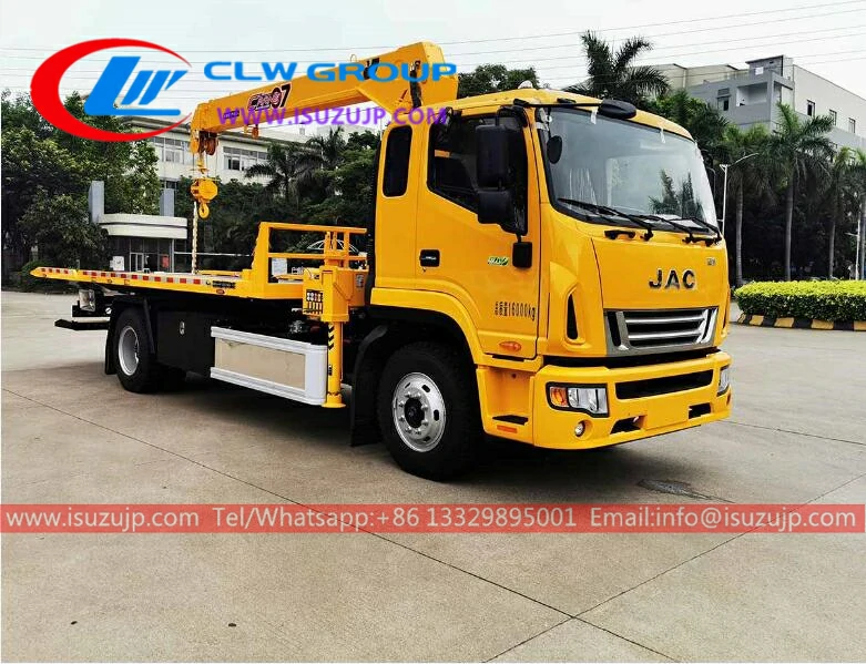JAC 8T flatbed recovery truck crane Mongolia