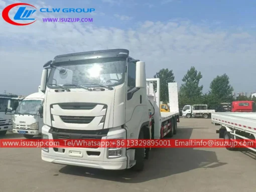 10 wheel Isuzu flat deck truck with crane for sale
