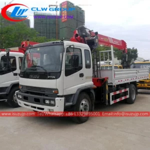Camión grúa Isuzu FTR de 8 toneladas con pluma telescópica exportado a Congo