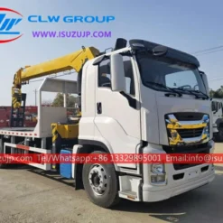 Isuzu GIGA 16T flat bed truck with crane