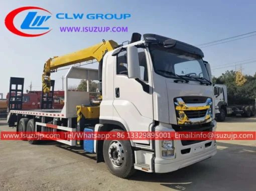 Isuzu GIGA 16T flat bed truck na may crane