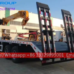 Isuzu heavy duty flat bed truck with crane