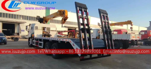 Isuzu heavy duty flat bed truck with crane