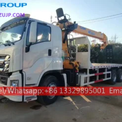 Isuzu heavy duty flatbed lorry with crane