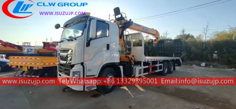 Isuzu heavy duty flatbed lorry with crane