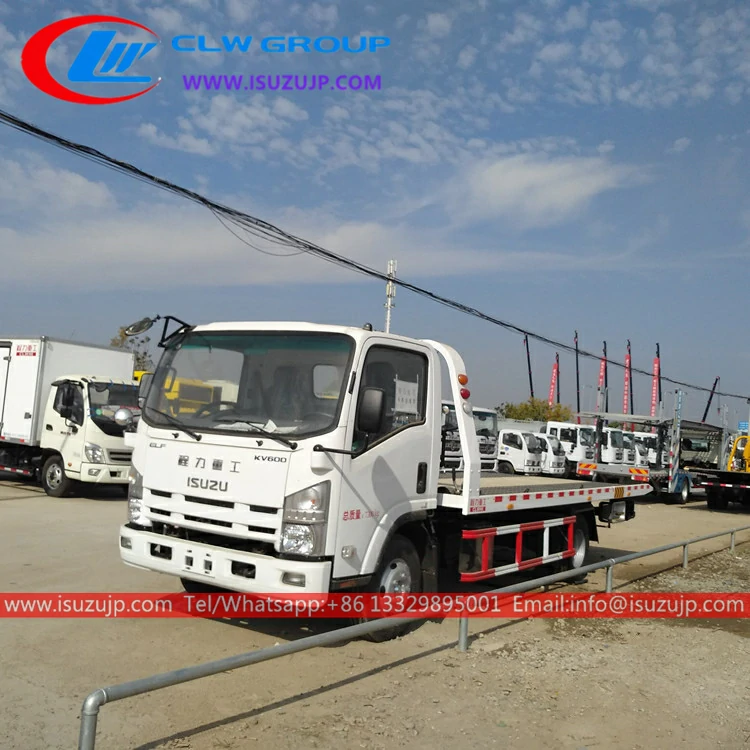 Isuzu NPR one to two flatbed recovery truck
