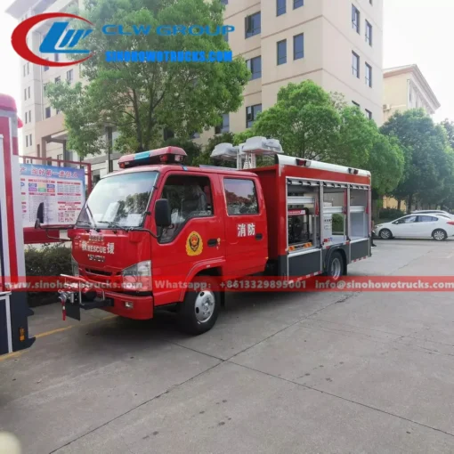 Xe cứu hỏa cứu hộ khẩn cấp cỡ nhỏ ISUZU có cẩu 3 tấn và tời Campuchia