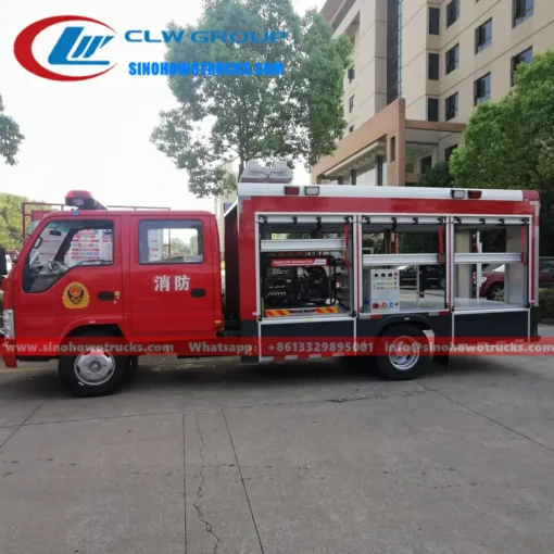 ISUZU small Emergency Rescue pumper fire truck with 3Tons Crane and Winch Cambodia