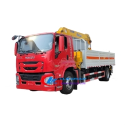 ISUZU GIGA cargo lorry truck with 6 tons XCMG boom crane