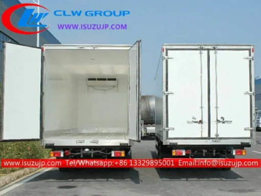 स्लीपिंग केबिन के साथ इसुजु ईएलएफ 7 टन फिश कोल्ड वैन ट्रक